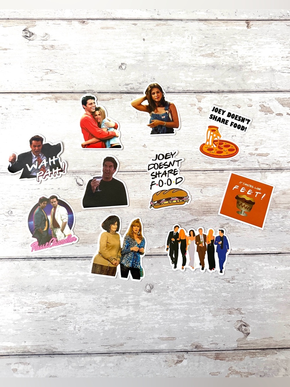 Friends Sitcom Sticker Set Random 10ct Joey Ross Chandler Monica Rachel Pheobe